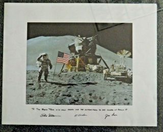 Classy 1971 Nasa Apollo 15 Lunar Module Print From Crew To Boeing Employees