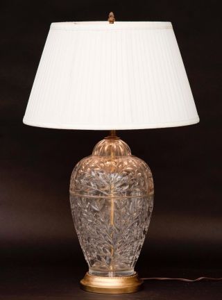 Large Hand - Cut Lead Crystal Table Lamp By Lausitzer Glass Branch Pattern