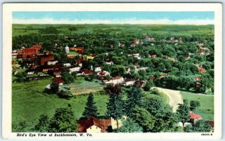 Buckhannon,  West Virginia Wv Birdseye View 1956 Linen Postcard