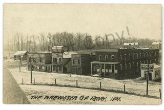 Rppc Main Street,  General Stores Brewster Oh Stark Co Ohio Real Photo Postcard
