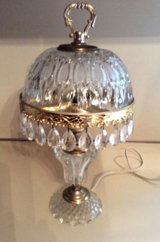 Vintage Crystal Glass Prism Boudoir 14 Inch Table Lamp Made In Holland