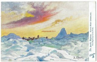 Greenland Arctic Regions Artist A Operti 2 Tuck Oilette Vintage Postcards 23.  4