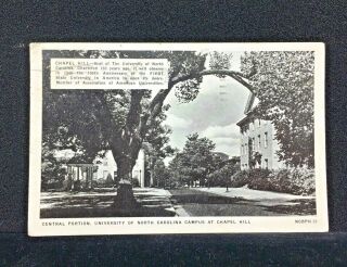Postcard Chapel Hill Nc Central Portion University Of North Carolina Campus 1939