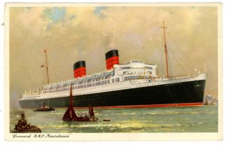 Cunard Ocean Liner - Rms Mauretania - 1960 Postcard Sent From Bahamas