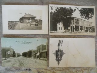 4 Vintage Postcards Of Scandia Kansas Real Photo Railroad Depot