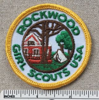 Vintage 1970s Girl Scouts Usa Rockwood National Camp Badge Patch Gs Sash Uniform
