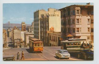 Postcard - San Francisco,  Ca - Old Street Scene Trolleys California & Powell - D