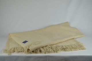 Vintage Cream Pendleton Knit Throw Blanket Fringe