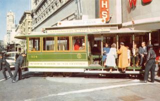 C22 - 7046,  Cable Car On Turntable,  San Francisco,  Ca. ,  Postcard.