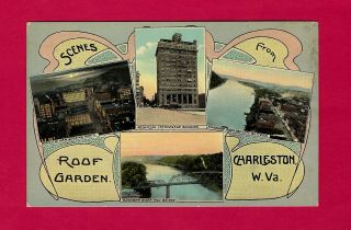 Charleston,  Wv,  Multiview Postcard Of Downtown And Kanawha River,  Vf 1910