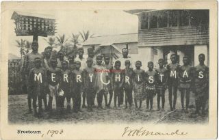 Africa Sierra Leone Freetown Merry Christmas 1903 Vintage Postcard 1.  5