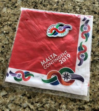 World Scout Jamboree 2019 Official Contingent Neckerchief And Patch: Malta