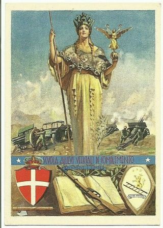 Fascist Italian Postcard; Ww2,  Army,  Artillery School,  Patriotic,  Fascism,  Italy