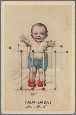 Old For Hand Coloring Postcard Baby In Bed - Dada - Dada - By C.  Twelvetrees