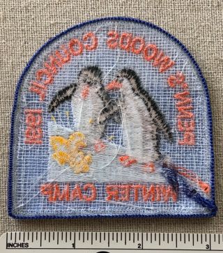 1991 PENN ' S WOODS COUNCIL Boy Scout Winter Camping PATCH Dome BSA Penguins Camp 2