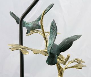 Frederick Cooper Birds Frolic on Branch Table Lamp Brass & Bronze w Signed Shade 3