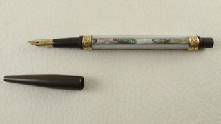 Parker Lucky Curve Fountain Pen 12 Circa 1894 Abalone & Mother Of Pearl Gold
