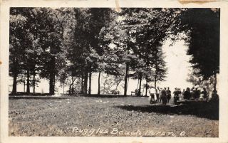 F67/ Ruggles Beach Ohio Rppc Postcard 1934 Picnic Grounds Crowd 6