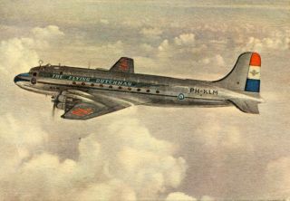 Airline Issued Postcard - Klm Royal Dutch Douglas Dc - 4 Card