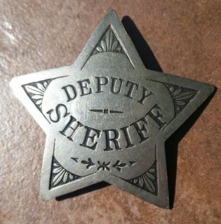 Early Stock Deputy Sheriff Star Badge Ornate Vintage Police