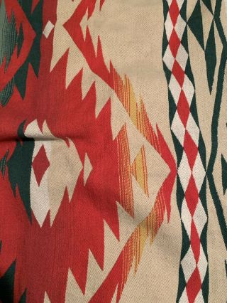 Vtg Beacon Blanket Camp Red Orange Green Blk Trim Aztec Native American Cotton 6