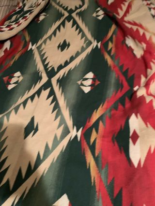 Vtg Beacon Blanket Camp Red Orange Green Blk Trim Aztec Native American Cotton 8