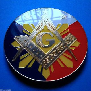 Freemason Masonic Auto Emblem Decal Bigger Size 3.  4 Inches Masonry Lodge Mason