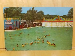 U12) Postcard Palisades Amusement Park Jersey Swimming Pool Budweiser Sign
