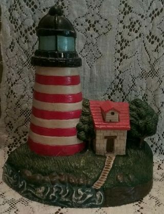 Vintage Cast Iron Lighthouse Doorstop Paint Shabby Chic Old