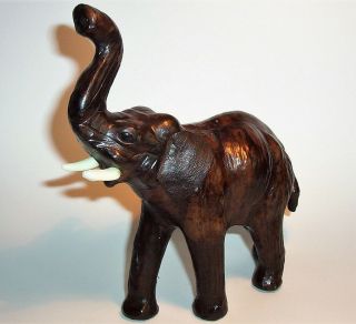 ELEPHANT Hand Crafted Leather Art Sculpture Statue Figurine Vintage Antique 8 