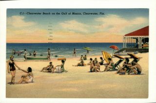 Florida Fl Clearwater Beach Gulf Of Mexico Postcard Standard Old Vintage