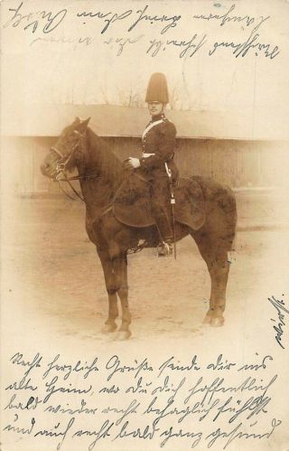 German Ww1 Soldier - Horseback In Uniform - 1917 Bielefeld Postmark Photo Postcard
