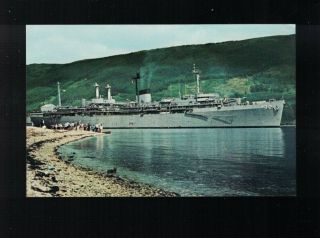 C 1970 Uss Holland (as - 32) Submarine Tender Leaving Holy Loch Postcard