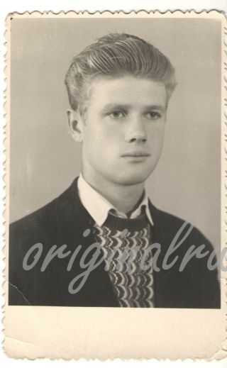 Photo 1960s Handsome Young Man Portrait Blond Hair Guy Boy Teen Vintage