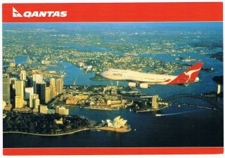 Postcard Qantas Boeing 747 Airline Aviation Airport Airways Sydney Australia