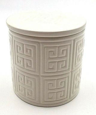 Jonathan Adler Lidded Ceramic Lidded Jar Container Happy Home White Decor Chic