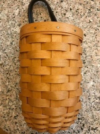 Longaberger Woven Unique Basket With Leather Loop - For Hanging - 2001 Retired