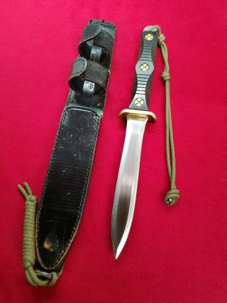 Ek Knives Commando 6.  5 " Dagger Blade Knife Micarta Handle Orig Leather Sheath