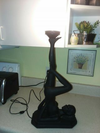 Art Deco Reclining Nude Woman Table Lamp Flat Black W/glassorb Xlnt Cond.