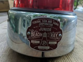 VINTAGE FEDERAL SIGN & SIGNAL JUNIOR BEACON RAY,  Model 15 - S Red Glass 2