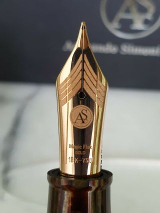 ASC Bologna Extra Arco 18K Gold Magic Flex Nip Fountain Pen and Papers 4