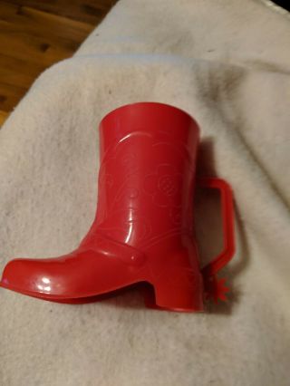 Vtg Red Plastic Cow Boy Girl Boot With Spur Western Cup Mug