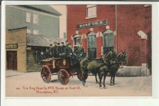 Fire Dept Providence Ri Postcard Fire King Hose Co No 3 House On Pond St