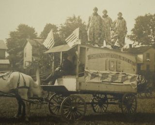 ca.  1908 RPPC Greenville,  PA Coal & Ice Company Horse - Drawn Ice Wagon w/ Clowns 2