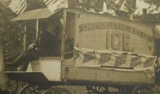 ca.  1908 RPPC Greenville,  PA Coal & Ice Company Horse - Drawn Ice Wagon w/ Clowns 4