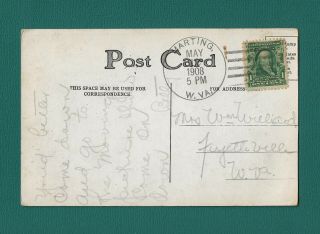 Marting,  Fayette County,  Wv May 12,  1908 Dpo Postmark On Pc To Fayetteville,  Vf