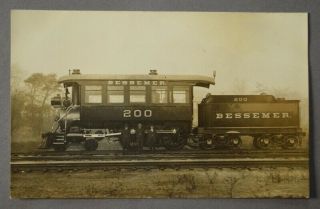 1908 Rppc Bessemer & Lake Erie Railroad Train Engine 200 Greenville Pa