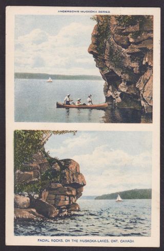 Circa 1926 Vintage Postcard Facial Rocks On The Muskoka Lakes,  Ontario,  Canada