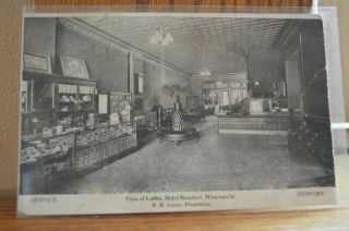 C 1910 View Of Lobby - Hotel Beaufort Minneapolis Minnesota Postcard