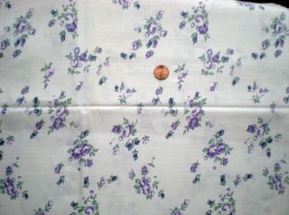 Floral Full Vtg Feedsack Quilt Sewing Doll Clohtes Craft Fabric Purple Roses